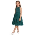 thumbnail image 1 of vastwit Robe Sans Manches en Chiffon pour Fille Fleur pour Mariage Robe de Demoiselle d'Honneur Junior Robe de Fête Vert Foncé 6, 1 of 7