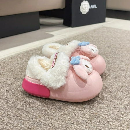 

Kawaii Sanrio Hello Kitty Cotton Slippers Wear Outside Water Proof Anime Figure Kuromi Winter Hot Cotton Shoes Cartoon New Style