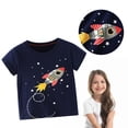 thumbnail image 2 of PINQI Toddler Baby Boys Girls Short Sleeve Crewneck T-Shirt Tops Rocket Print Shirts Kids Summer Casual Graphic Tee Shirts, 2 of 8