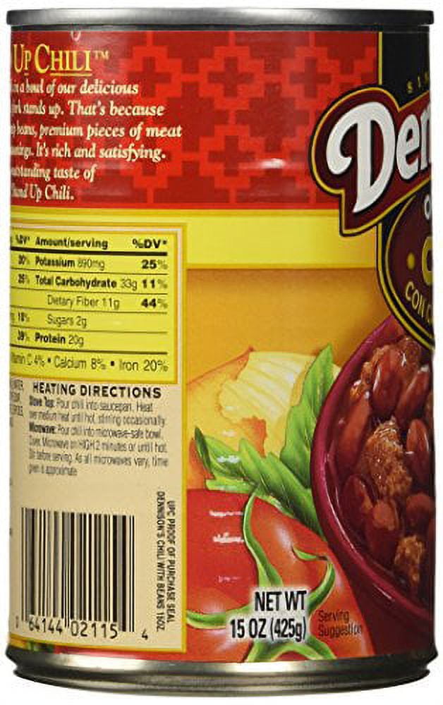 Dennison Chili With Beans, 15 Oz can, Pack of 12