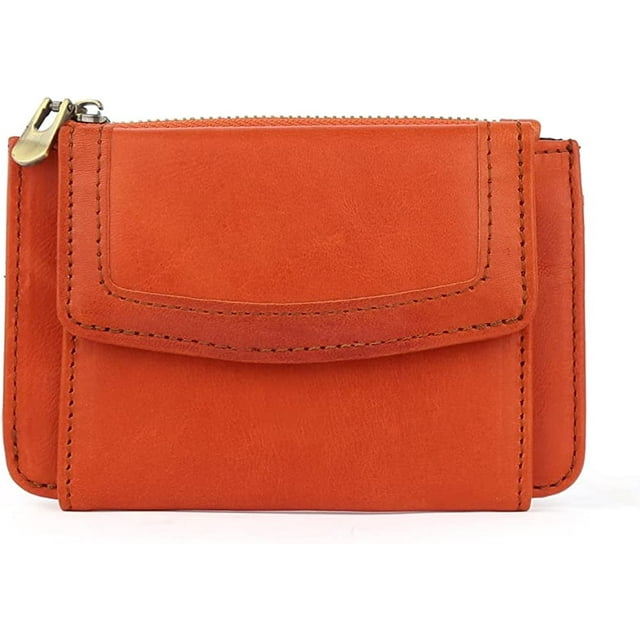 LHSHID Women's Coin Purse Genuine Leather Mini Pouch Change Wallet RFID Trifold ID Case Holder for Lipstick Keys