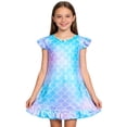 thumbnail image 5 of RMGVDSD Casual Dresses For Girls Nightgown Colorful Print Flutter Sleeve Dress Toddler Kids Crew Neck Cute Sundress Princess Nightdress 18-24 Months, 5 of 5