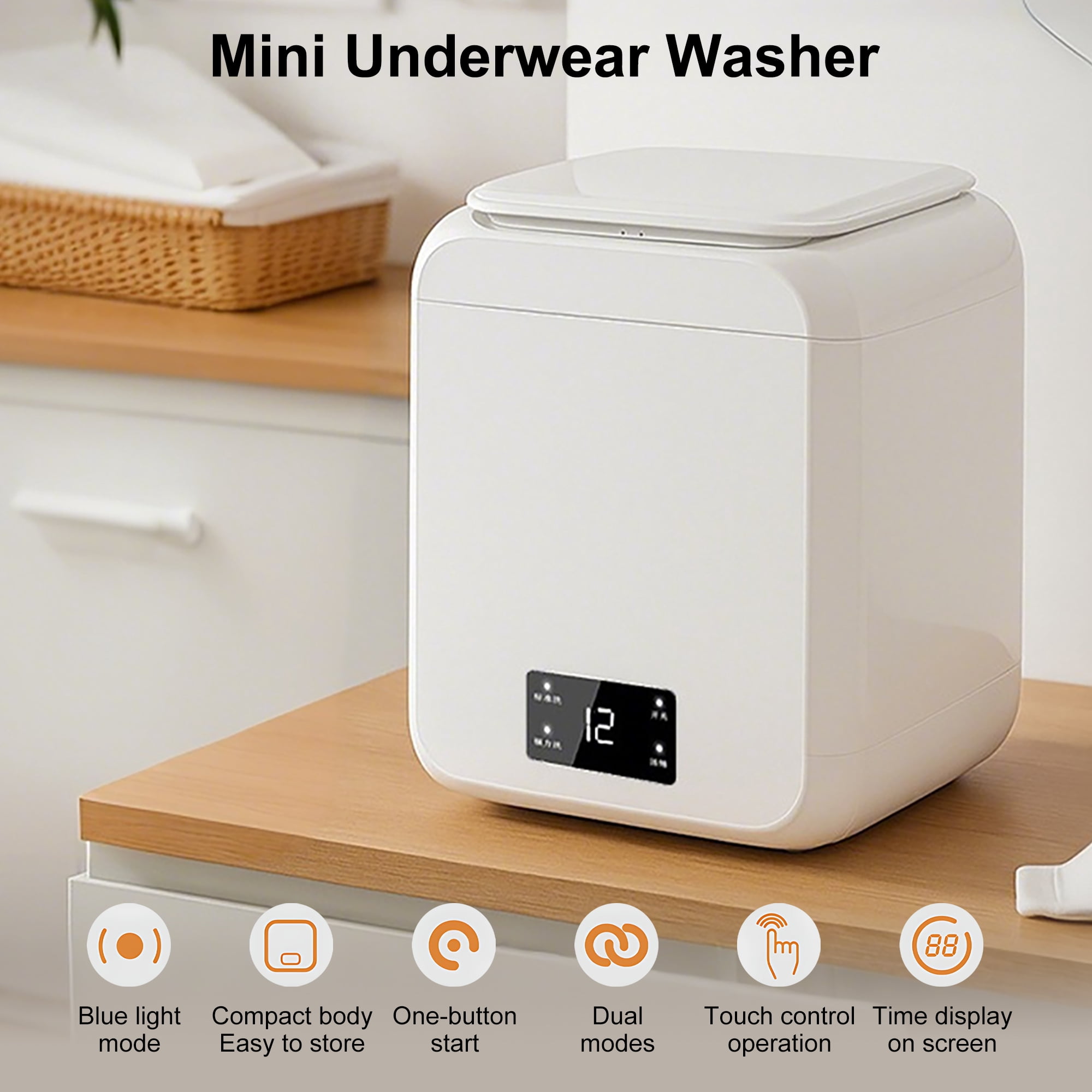 INSMART 12L Portable Washing Machine,24W Mini Laundry Machine for Underwear,Socks for Apartment Dorm RV Travel