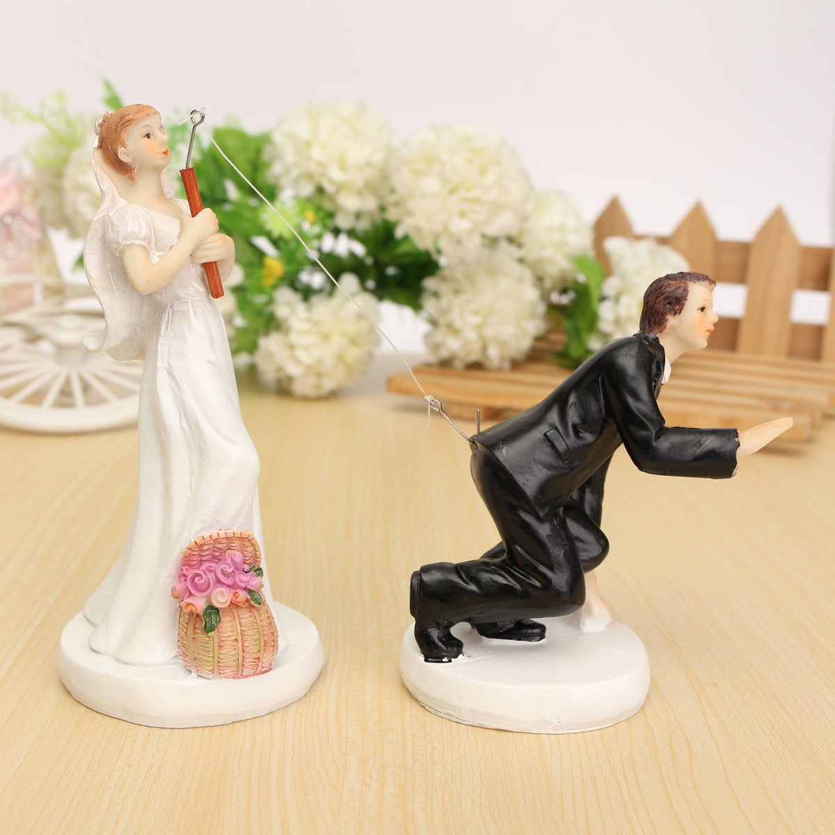Wedding Cake Toppers Fishing Bride and Groom Couple