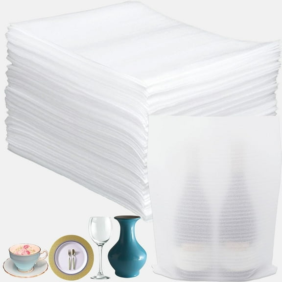 Topboutique Foam Wrap Pouches,100 Pack Cushion Foam,Cushion Foam Pouches,Packing Materials for Dishes & Cups,Storage-Safely Cushion Wrap,Packing Paper and Plate Protectors for Moving, 8'' X 12''
