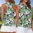 thumbnail image 5 of Aplkyhs Matching Golf Shirts for Couple Green Tropical Flowers Breathable Fabric Women Sport Cloth for Golf Enthusiasts Racerback Design Moisture Wicking Washable, 5 of 6