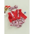 thumbnail image 3 of Arvbitana Baby Girls Christmas Romper Long Sleeve O Neck Knitted Ruffle Tops Patchwork Cartoon Print Bodysuit + Headband Spring Autumn New Year Jumpsuit for Infant 2Pcs 0-18M, 3 of 9