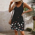 thumbnail image 5 of Amzcrzy Robes pour Femmes Décontractées à Col en V Sans Manches Robe d'Été Tendance Hawaïenne à Fleurs pour Femmes avec Poches Robe Courte Boho Plage Vacances Robe Soleil, 5 of 5