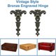 thumbnail image 4 of Bisagras antiguas, bisagras decorativas de bronce para puertas de gabinetes, joyero (bronce, 3 piezas) 36 g, 4 of 5