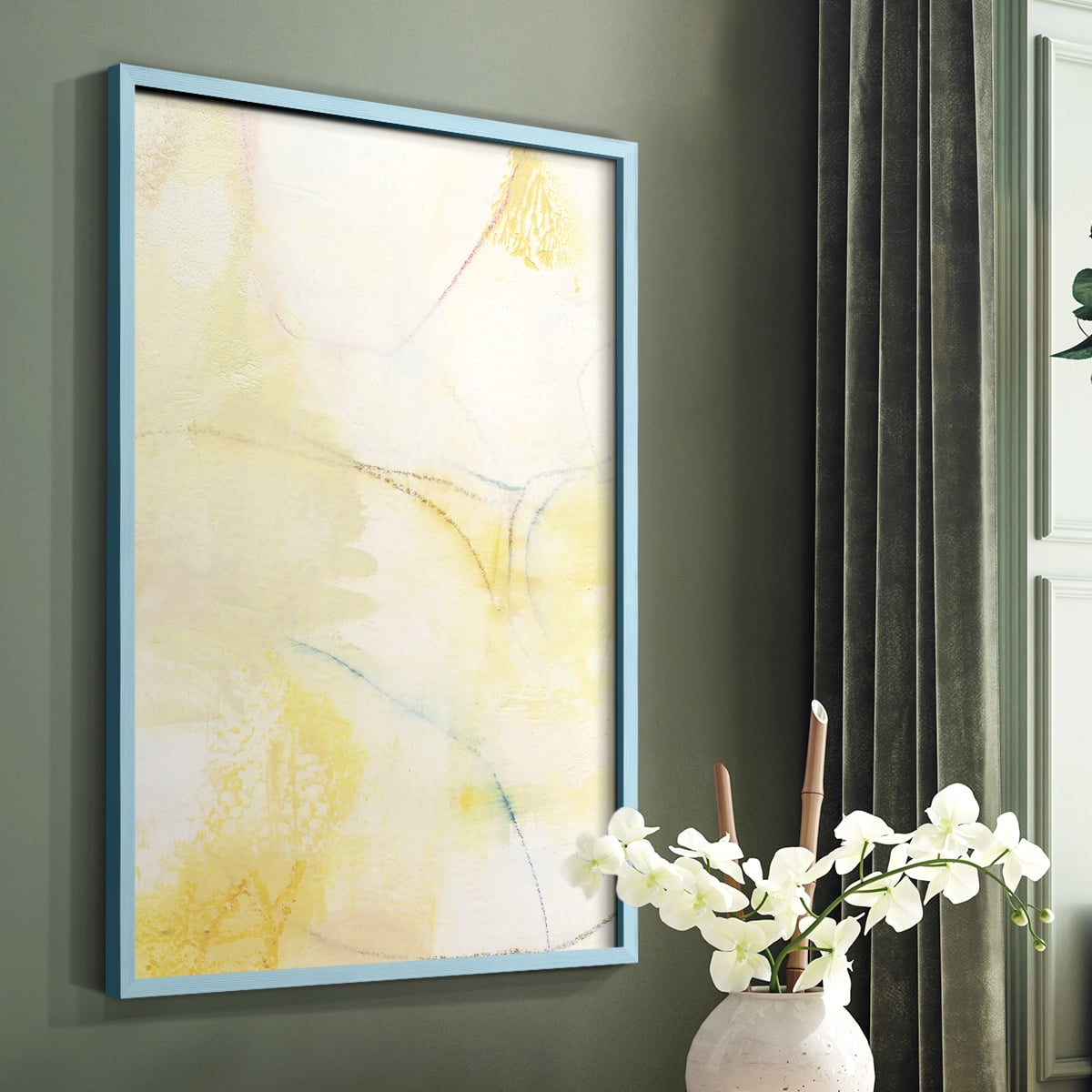 Barxan III Framed Print in Blue Solid Wood Framed Print No Nail Hanging