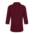 thumbnail image 5 of Lumtrix Women'S V Neck 3/4 Sleeve Tops Quarter Zip Collared Shirts Summer Tees Dressy Casual Top Wine 3XL, 5 of 7