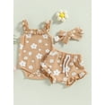 thumbnail image 5 of Musuos Baby Girls 3Pcs Summer Outfits, 3 6 12 18M Floral Sleeveless Strap Romper + Shorts + Headband Set, 5 of 10