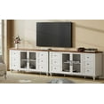 thumbnail image 2 of Farmhouse TV Stand for TVs Up to 110 inch, Glass and Wood Universal TV Stand,White Entertainment Center for 85-110 inch TV Console Table，White&Oak, 2 of 6