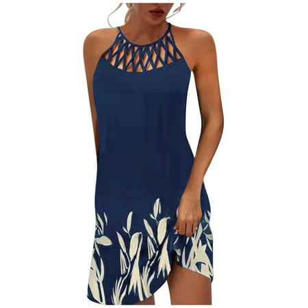 

Wedding Guest Dresses for Women Valentines Dress for Women Women s Fashion O Neck Sleeveless Hollow 0ut Printed Suspenders Dress Clearance 2022 Maternity Dress for Photoshoot Long Sleeve Dress