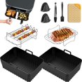 thumbnail image 1 of Air Fryer Accessories for Ninja Dual, Silicone Liners & Air Fryer Rack for Ninja Foodi DZ201 DZ401 DZ550 8-10QT, Include Tong, Paper Liner, Oil Brush, 1 of 7
