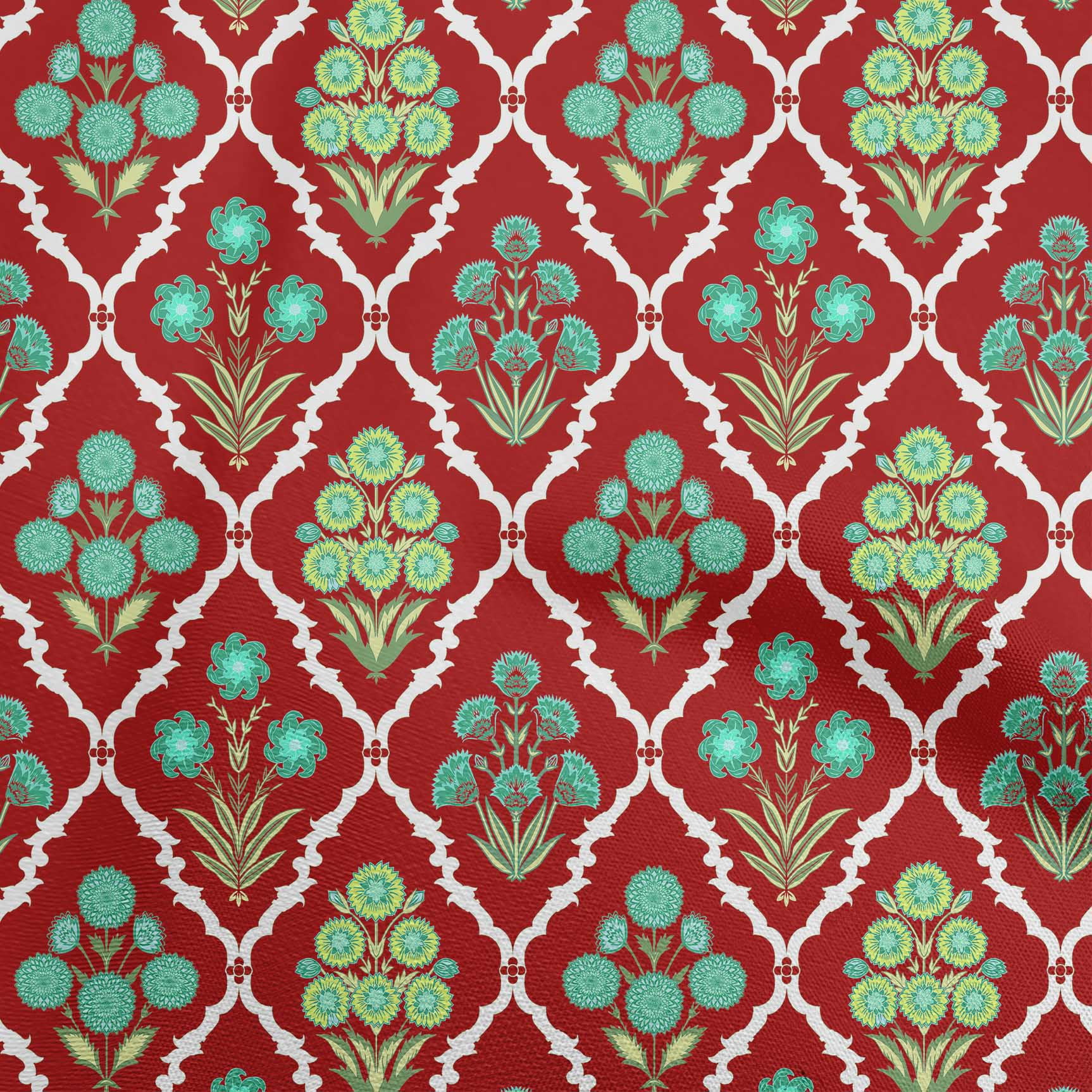 Red Floral Printed Pure Cotton Top and Bottom Fabric (SHKSS1016) main image 0