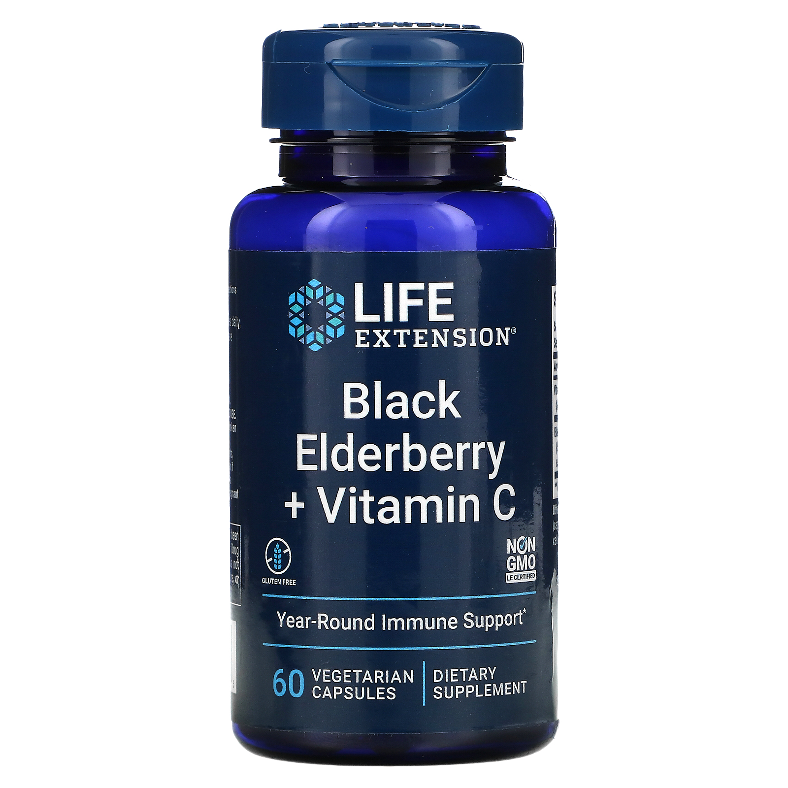 Black Elderberry + Vitamin C, 60 Vegetarian Capsules, Life Extension