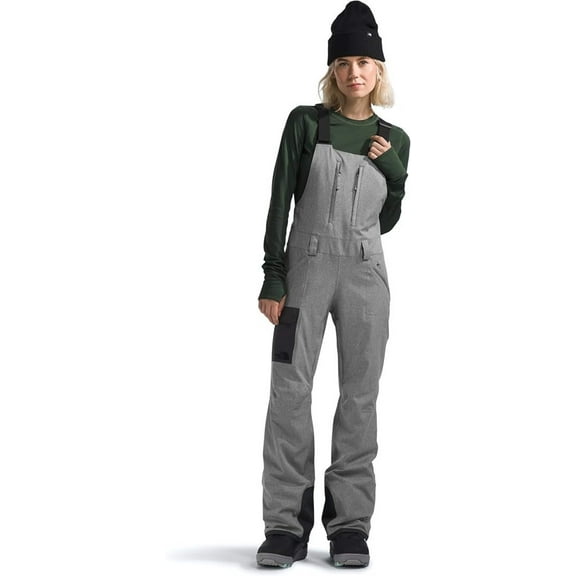 The North Face Freedom Snow Bib Women's M Gray Cargo Pockets Adjustable SGN1668