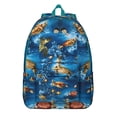 thumbnail image 1 of Marine Animal Sea Turtle Pattern Lightweight Travel Backpack Vintage Style Canvas Bookbag with Tropical Nautical Print Comfortable Carrying and Anti-theft Multifunctional Features for School and Outdo, 1 of 5