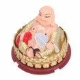 thumbnail image 2 of Adorno de Buda Maitreya con detección de luz solar, ventilador mecedor, estatua de Buda Maitreya de la suerte de plástico para consola central de coche, mostrador de caja de escritorio, 2 of 15