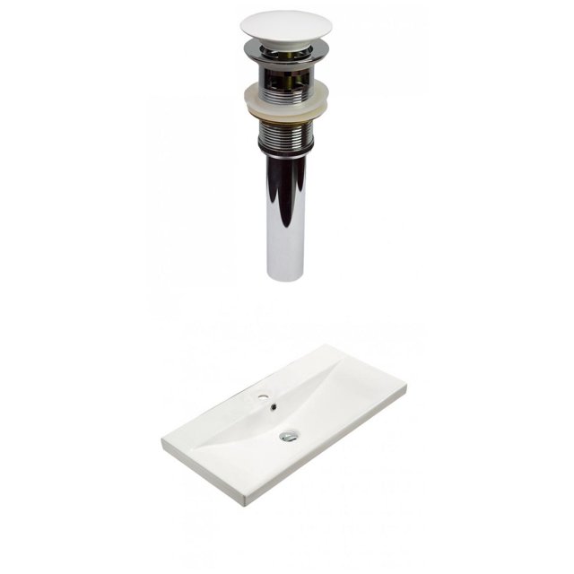 American Imaginations 31.73-in. W 1 Hole Ceramic Top Set In White Color - Overflow Drain Incl. AI-30894