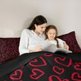 thumbnail image 5 of Manfei Valentine's Day 3 Pieces Queen Comforter Set for Teens Female Men,Love Heart Print Ultra Soft Bedding Sets,Romantic Lover Couple Bedding Comforter Set,Luxury Bedroom Decor,Reversible, 5 of 8