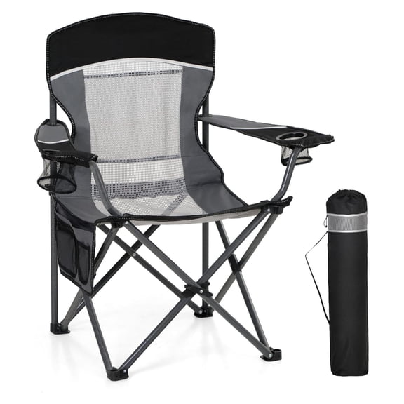 Oversized Portable Mesh Camping Folding Chair Select Size Black Single Pack