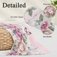 thumbnail image 6 of Watercolor Pink Floral Standard Size Pillow Cover,Pillowcase Protectors with Zipper,Breathable Decorative Throw Pillow Case Cover,Spring Romantic Roses Butterfly Pillow Shams for Couch Sofa 20x26Inch, 6 of 8