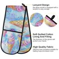 thumbnail image 2 of Yayeee Double Oven Mitt Kitchen Heat Resistant Baking 35" x7" Quilted Glove, Watercolor Ice Cream Pattern, 2 of 6