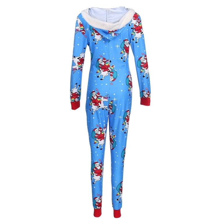 Aunavey Women s Christmas Onesie Pajamas Sleepwear Microfleece Hooded Adult Holiday Jumpsuit Romper Nightwear