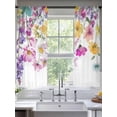 thumbnail image 2 of Pink Flowers Sheer Curtains 72 Inch Length 2 Panels Set Window Treatments, Spring Floral Elegant Pastoral Watercolor Rod Pocket Semi Curtains for Living Room/Bedroom/Kitchen Décor, 104"W x 72"L, 2 of 7