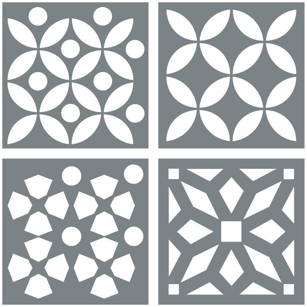 Morrocan Tile Stencil Set Pack of Four 8x8 Tile Stencil Designs for