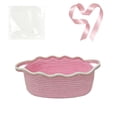 thumbnail image 2 of Woven Cotton Storage Basket with Handles, Decorative Gift and Organizer Basket for Shelf, Closet, Bathroom and Pantry, Pink, 2 of 6
