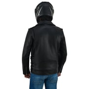 Men Motorcycle Brando Leather Jacket Distressed Zip Up Side Lacing Motorbike Jackets Black-42