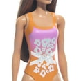 thumbnail image 5 of Beach Barbie Doll with Light Brown Hair Wearing Tropical Pink and Orange Swimsuit, 5 of 8