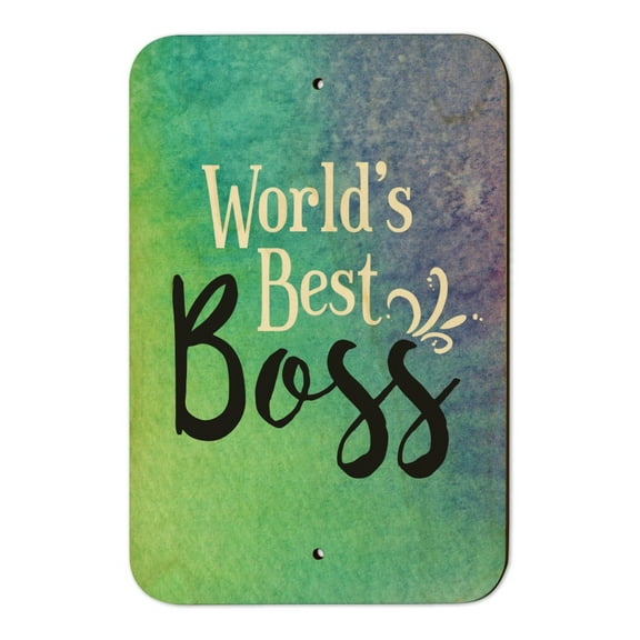 World's Best Boss Home Business Office Sign - Wood - 6" x 9" (15.3cm x 22.9cm)