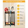 thumbnail image 2 of Billiards Pool Stick Holder - Pool Cue Rack Floor Stand & Ping Pong Paddle Holder Hardwood Pool Cue Holder for 12 Cues Sticks Pool Table Accessories Organizer (Black), 2 of 6