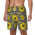 thumbnail image 2 of Xecao Sunflowers On Black And White Stripes for Men's Swimming Trunks Swim Trunks Quick Dry Swim Shorts with Mesh Lining Funny Swimwear Bathing Suits, 2 of 9