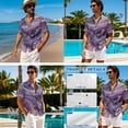 thumbnail image 4 of Whosucclay Purple Golden Marble Print Hawaiian Couple Matching Outfit Men's Short Sleeve Shirt Hawaiian Shirts for Summer and Women's Irregular Hem Sleeveless Dress Soft Beach Party Dress, L, 4 of 7