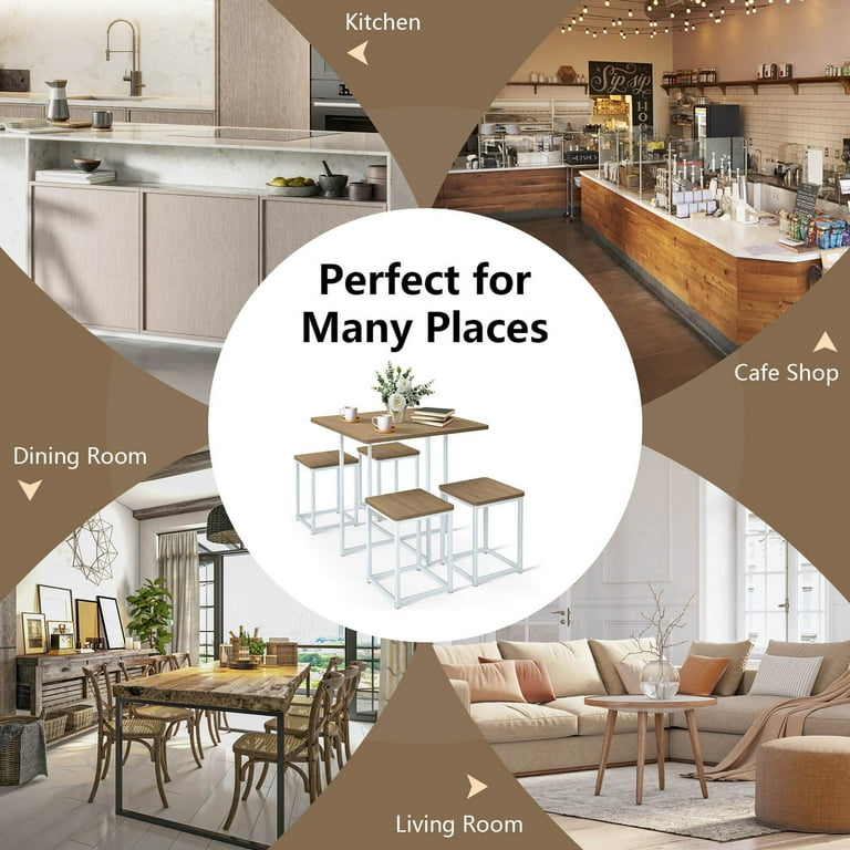 Costway 5pcs Compact Dining Set - Kitchen Chairs, Simple Costway 5pcs Compact Dining Set - Kitchen Chairs, Simple