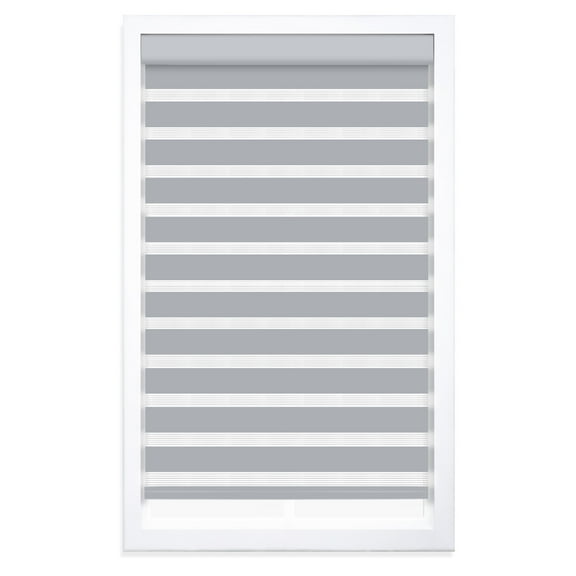 Regal Living Cordless Light Filtering Zebra Polyester Roller Shades, Gray - 36" W x 72" L