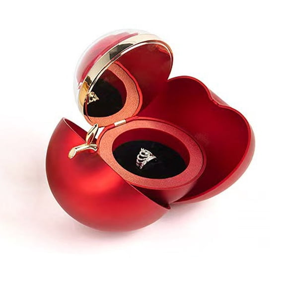 Eoozwa Mini Apple and Rose Soap Flower Jewelry Box Dual Open Gift Set Romantic Surprise Present Hidden Drawer for Rings Lined Decor