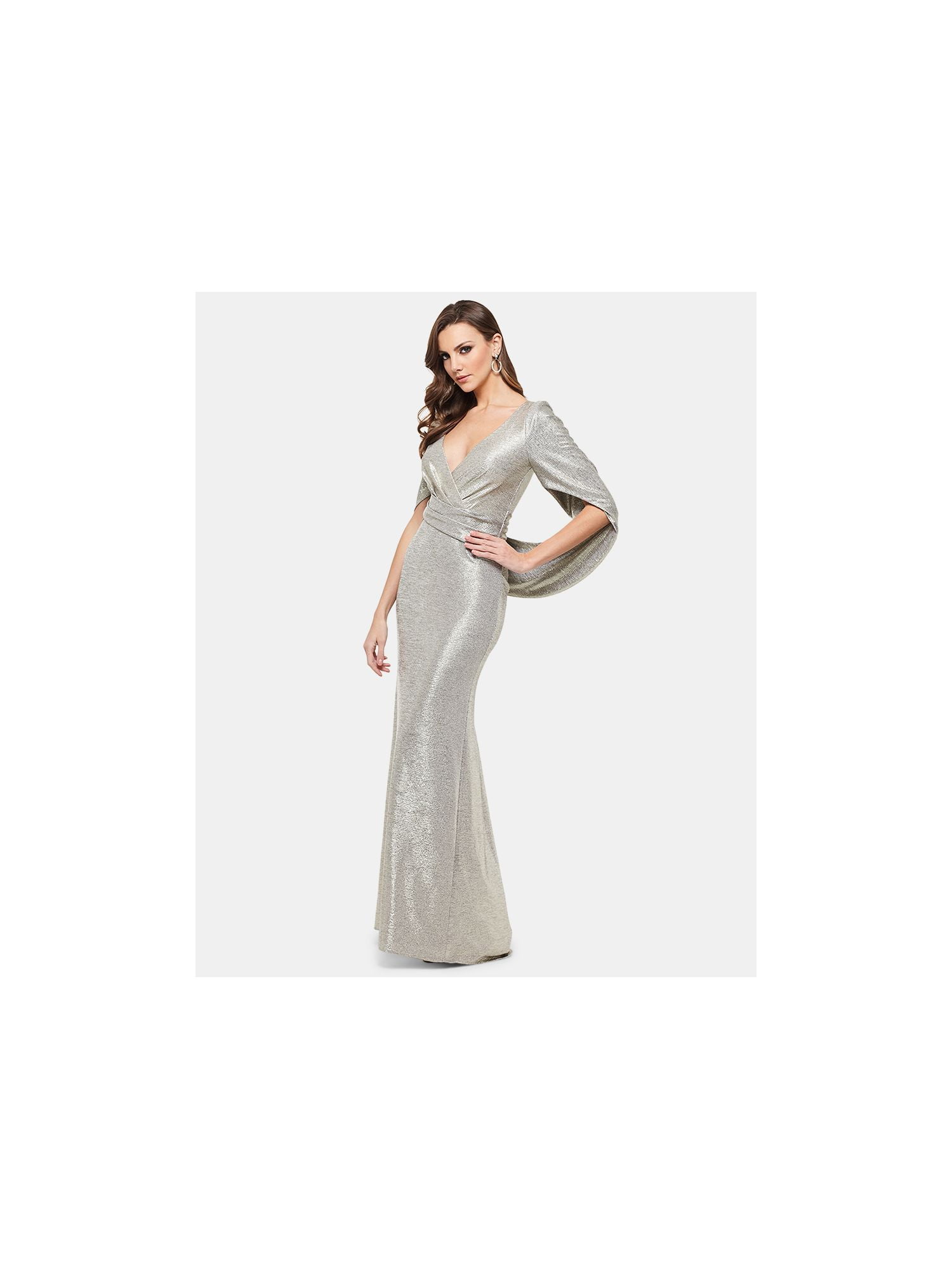 BETSY \u0026 ADAM Womens Gold Bell Sleeve 