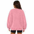 thumbnail image 3 of Women's Loose Fit Crewneck Sweatshirt Batwing Long Sleeve Solid Color Pullover Top Slouchy Style for Gym Running Athletic Pink 2XL, 3 of 5