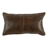 Pemberly Row 14x26" Authentic Leather Throw Pillow in Chocolate Brown