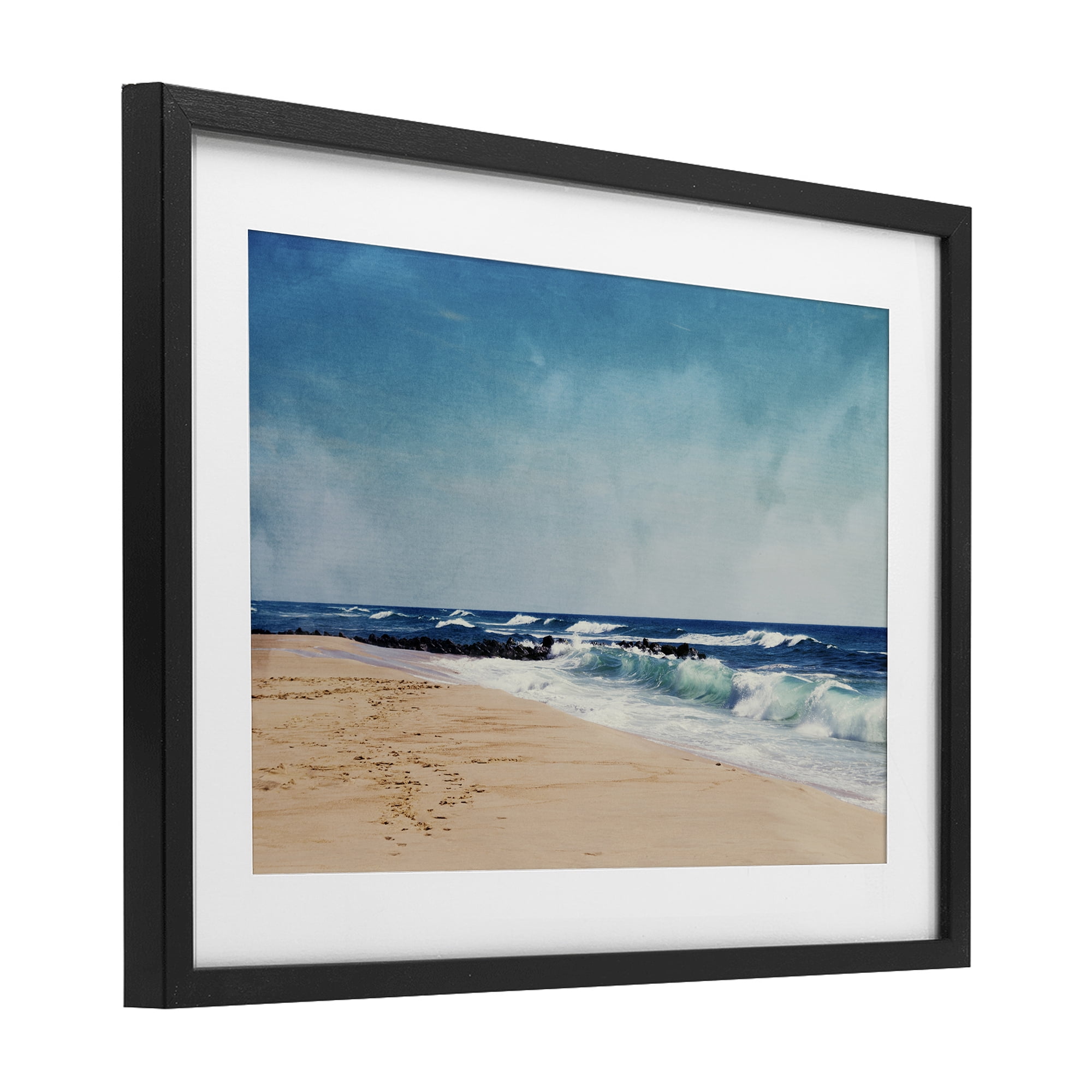 Stupell Industries Atlantic Waves Shoreline Black Framed Print Under Glass, design by Dirk Wüstenhagen