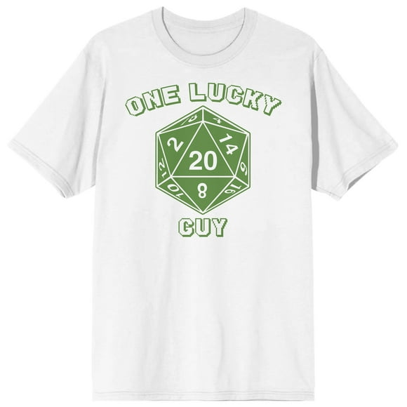 St Pats One Lucky Guy Crew Neck Short Sleeve Men's White T-shirt-Large