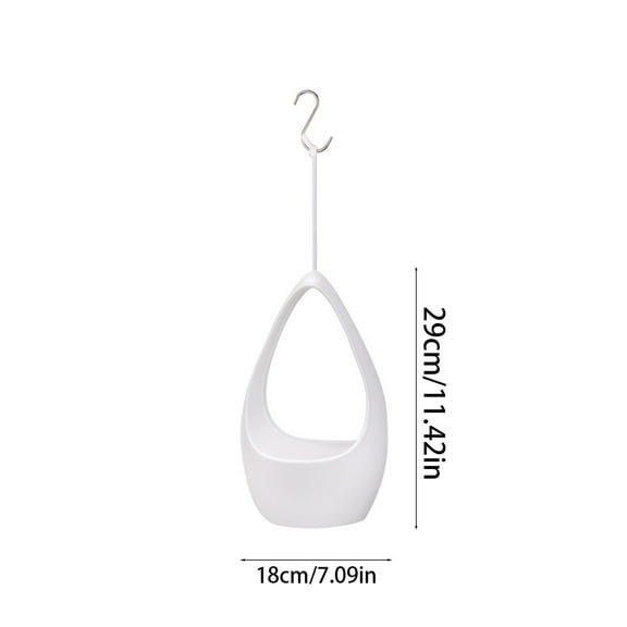 White Hanging Flower Pot for Indoor & Outdoor Use, Durable Plastic Pot with Adjustable Hanging Height, Modern Teardrop Shaped Planter for Succulents & Vines, Stylish Garden & Balcony Decor