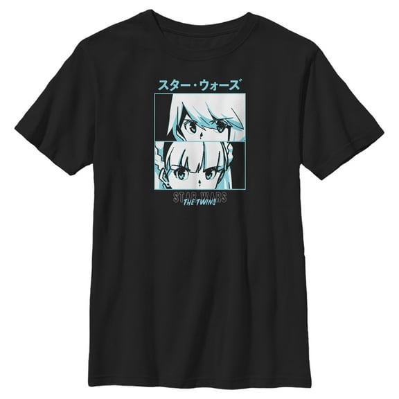 Boy's Star Wars: Visions The Twins Faces Graphic Tee Black Medium