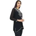 thumbnail image 2 of Phagun Women's Full Sleeve Embroidered Black Casual Georgette Tunic Top-16, 2 of 8